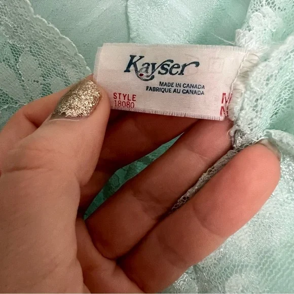 Vintage Mint Green Sheer Lace Robe & Lingerie Set | Coquette Boudoir Peignoir M - Picture 10 of 11